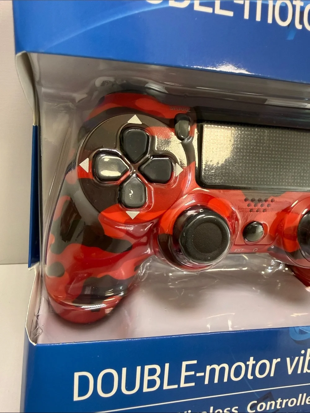 Wireless Red Camouflage Game Controller with Double-Motor Vibration